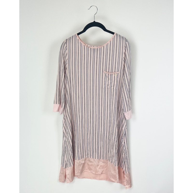 Baby Pink Striped Cropped Sleeve Nightgown- Size 4/6