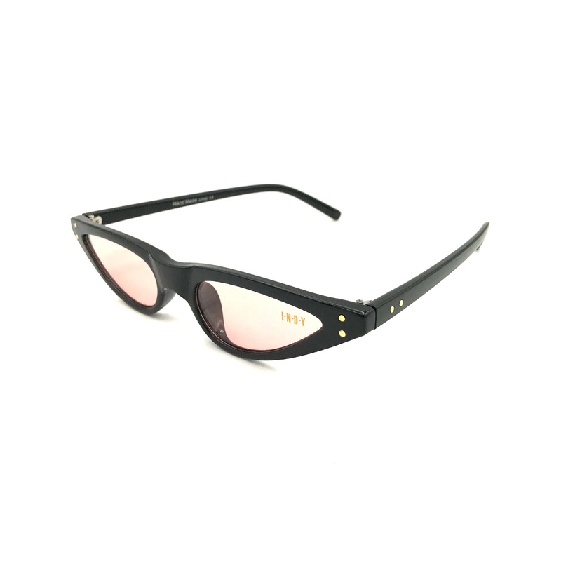 Black and Pink Slim Lens Sunglasses