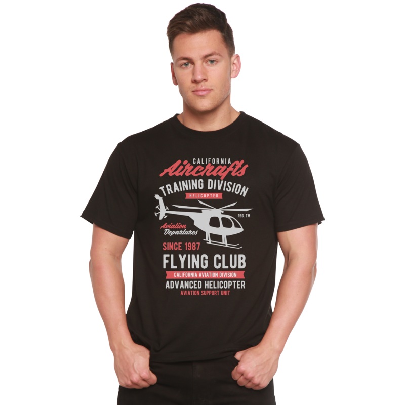 California Aircraft Men’s Bamboo Viscose/Organic Cotton Short Sleeve Graphic T-Shirt Medium Black