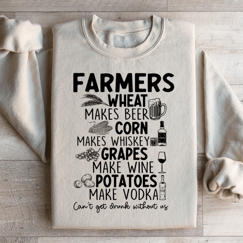 Can’t Get Drunk Without Farmers Sweatshirt Black S