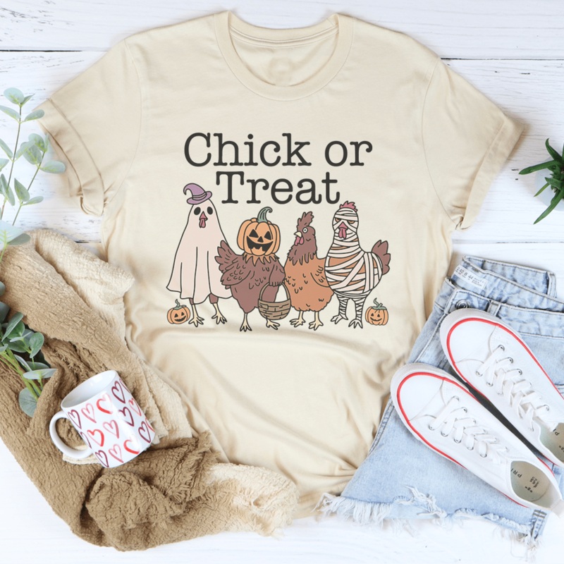 Chick or Treat Tee Black Heather S