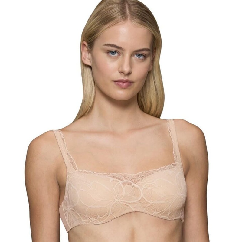 Triumph Body Make-up Illusion Lace Underwired Balconette Bra – Nude Beige 32B