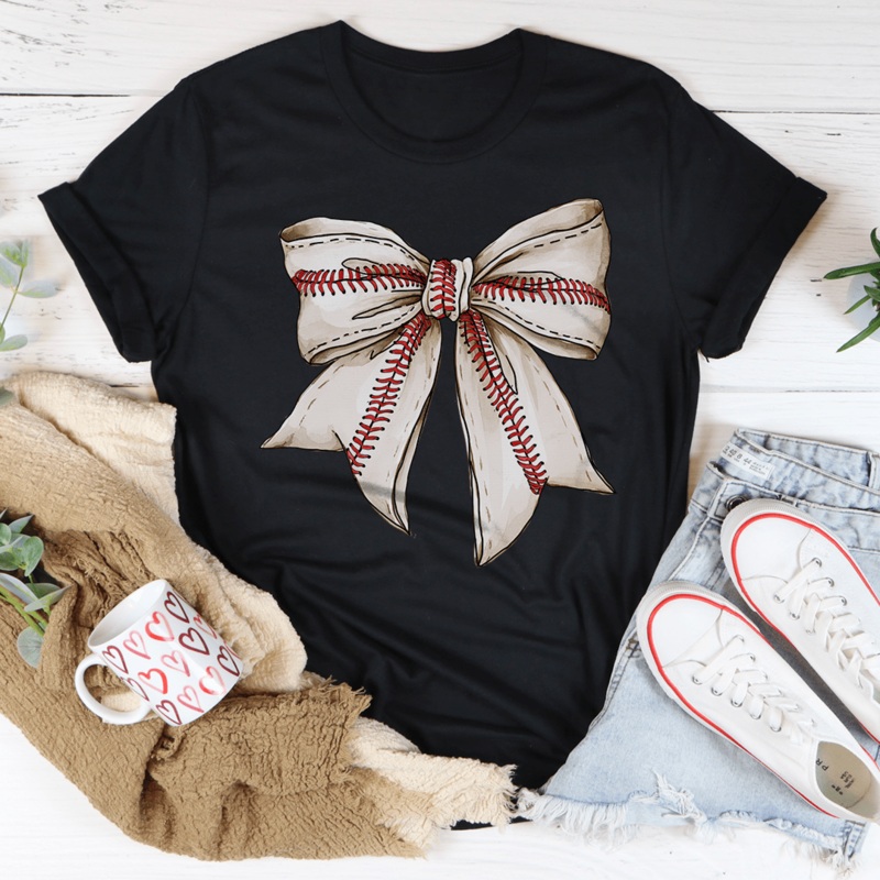 Vintage Bow Baseball Tee Black Heather S