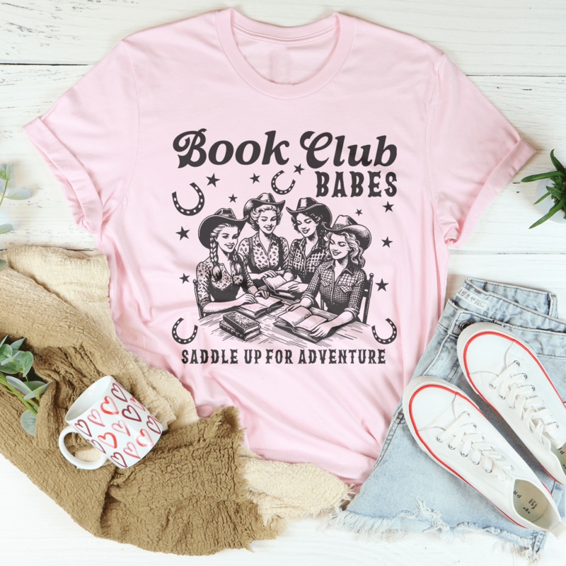 Book Club Babes Saddle Up For Adventure Tee Black Heather S