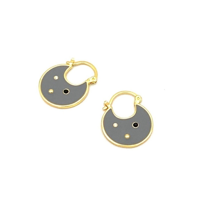 Grey Rhinestone Hoops
