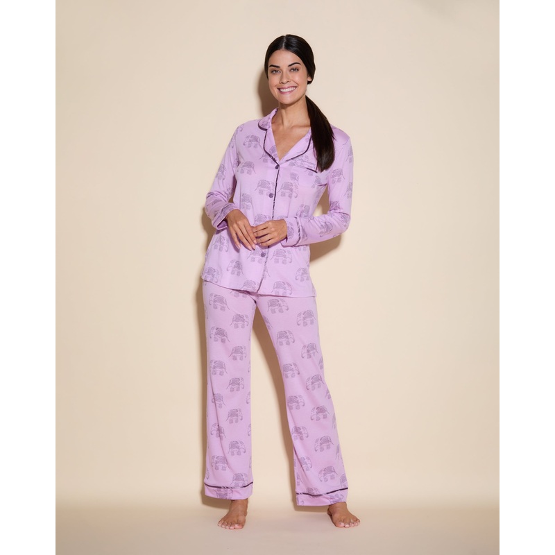 Langrmeliges Top & Hose Pyjama-Set Neela Flower Elephant XS