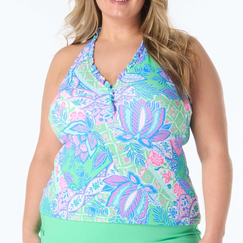 Nina Ruffle Plus Tankini – HW7E401 – Estate Mosaic MULTI 16W