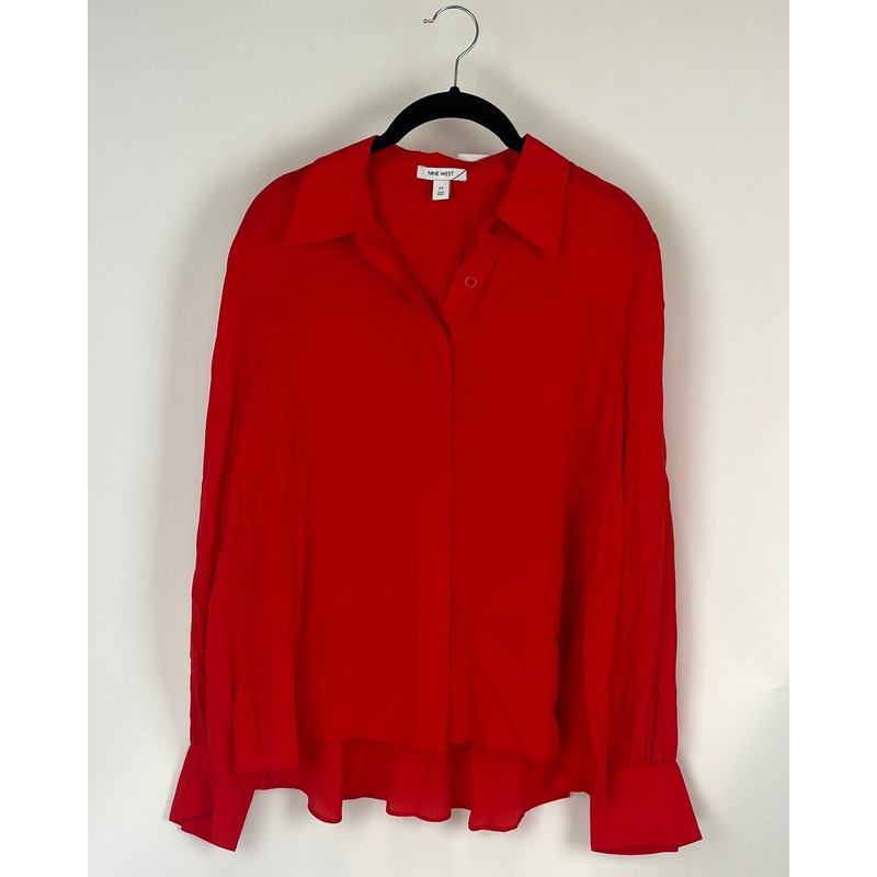 Red Button Up Blouse – Size 8/10