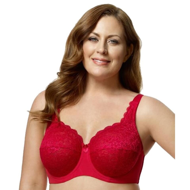 Elila Full Coverage Stretch Lace Underwired Bra – Red 34E Red