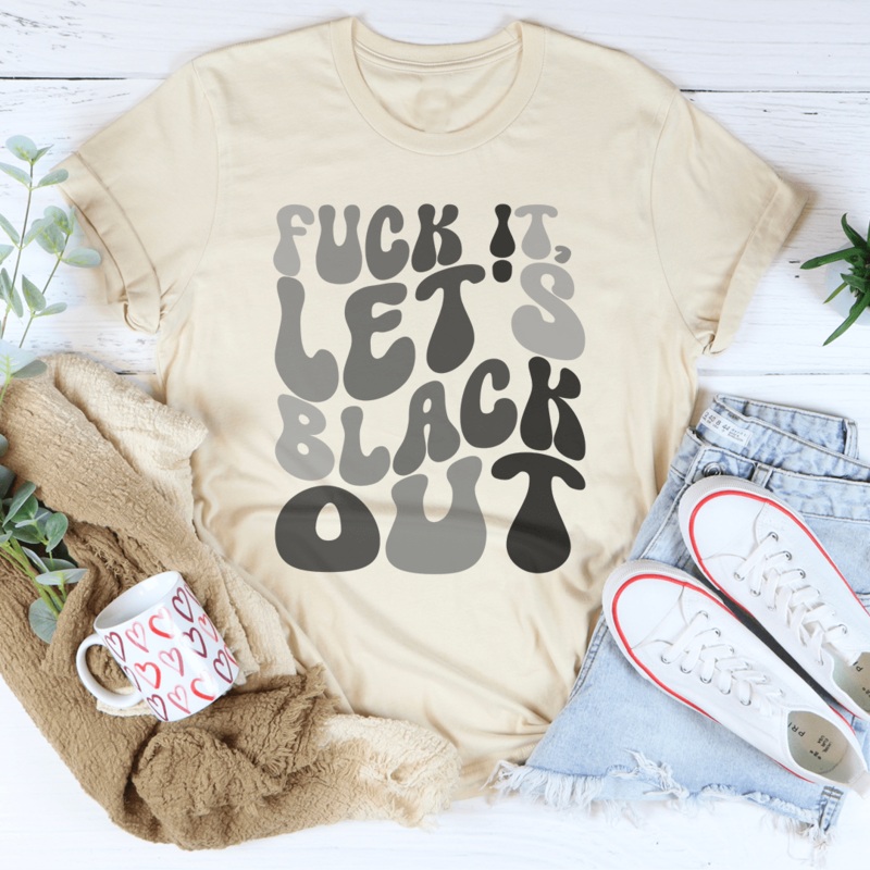 F-ck It Let’s Black Out Tee Heather Prism Peach S