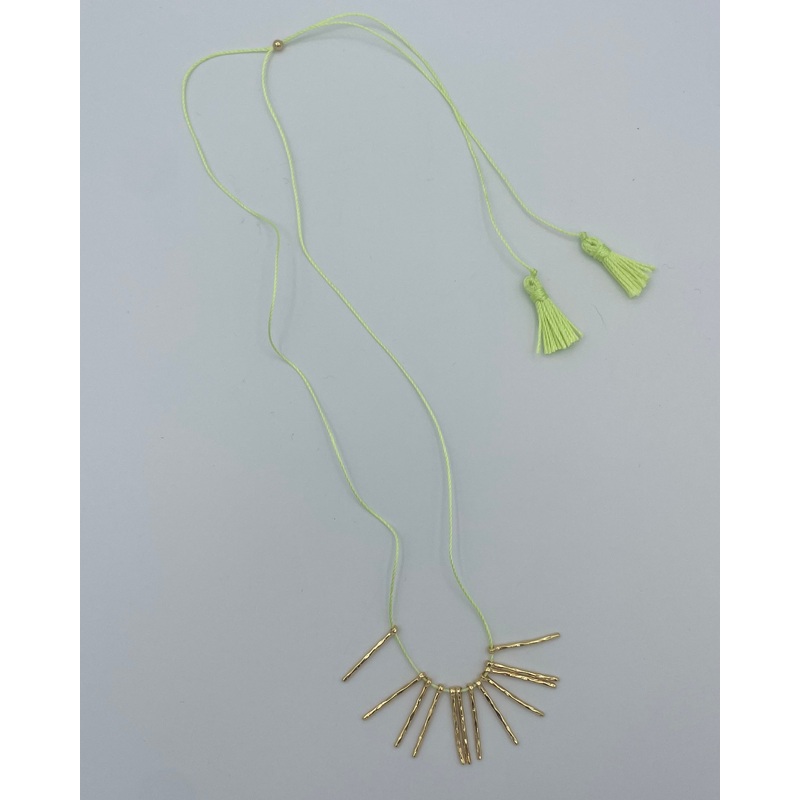 Gorjana Green String Necklace With Tassel Detail