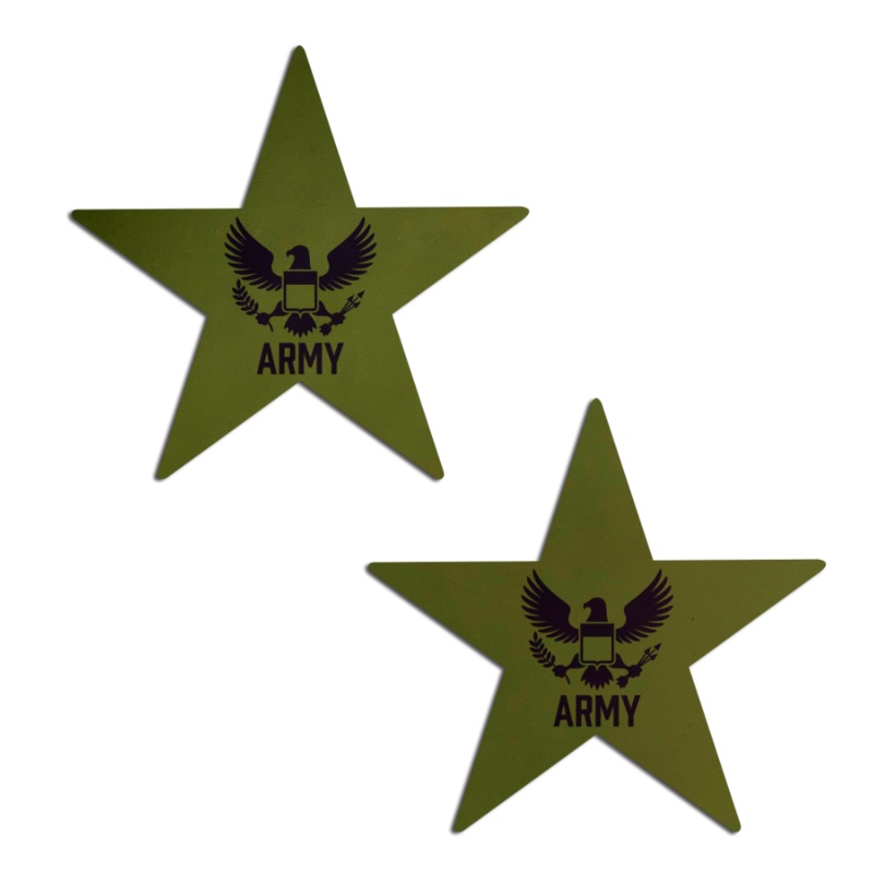 Nautical Star: Military US Army Insignia Black on Green Nipple Pasties by Pastease