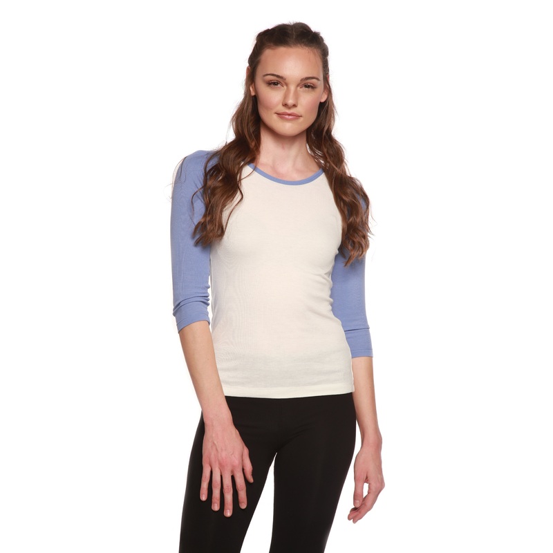 Women’s Bamboo Viscose/Sorona 3/4 Sleeve T-Shirt Medium Black Sleeves/Light Grey Body