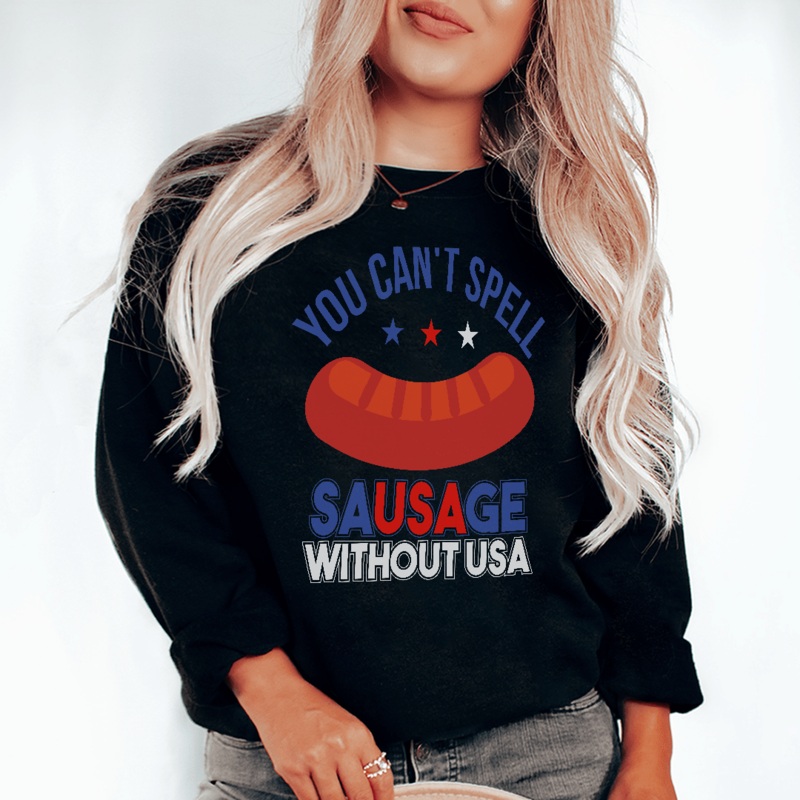 You Can’t Spell Sausage Without USA Tee Black S