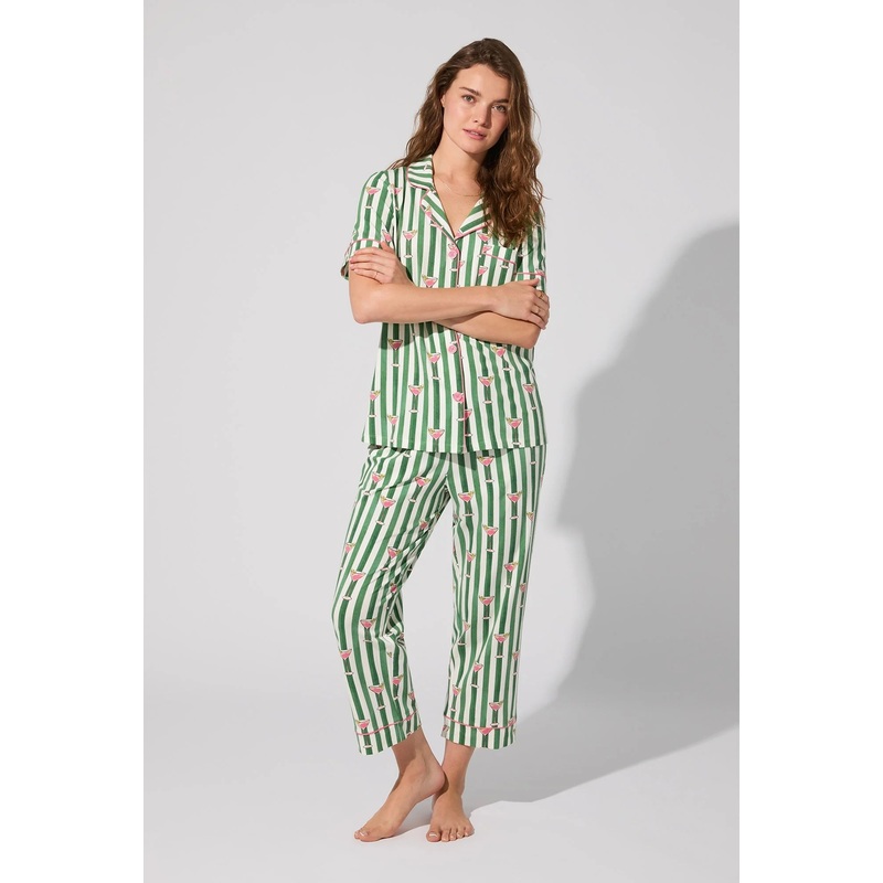 Bedhead Shortsleeve Cropped PJ Set Martini O’Clock XSmall Martini O’Clock
