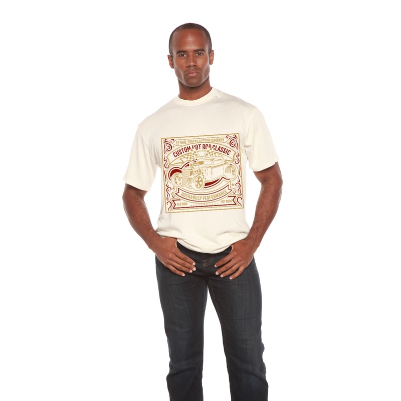 Hot Rod Men’s Bamboo Viscose/Organic Cotton Short Sleeve Graphic T-Shirt Medium Black