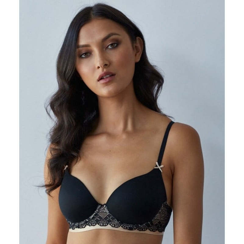 Me. by Bendon Geometric Lace Full Coverage Contour Bra – Black/Toasted Almond 34A