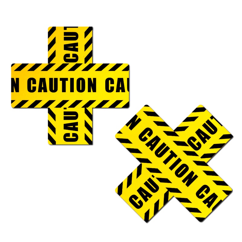 Plus X: Crossed Caution Tape Nipple Pasties  by Pastease