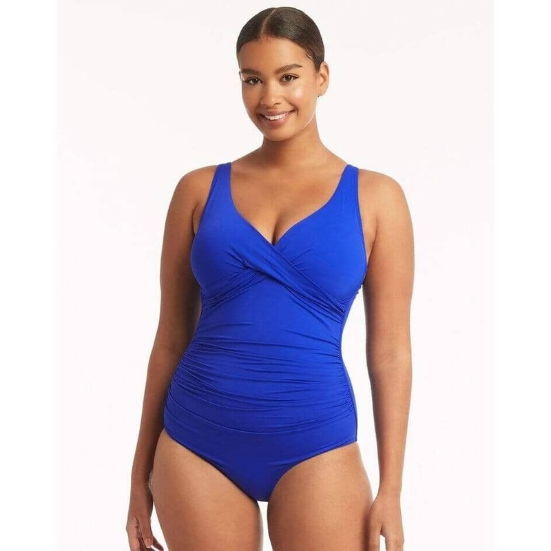 Sea Level Eco Essentials Cross Front A-DD Cup One Piece Swimsuit – Cobalt 4