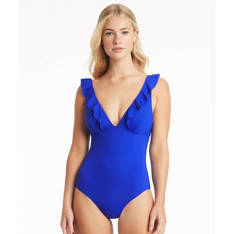Sea Level Eco Essentials Frill One Piece Swimsuit – Cobalt 4