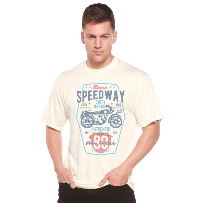 Speedway Motorcycle Spun Bamboo Men’s Bamboo Viscose/Organic Cotton Short Sleeve Graphic T-Shirt Medium Black