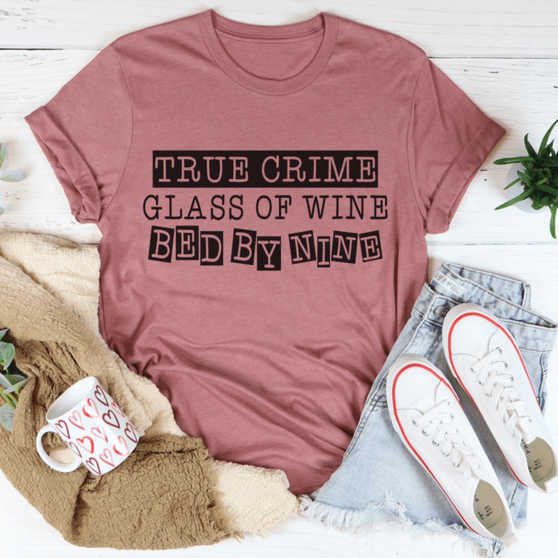 True Crime Glass Of Wine Bed By Nine Tee Mauve S