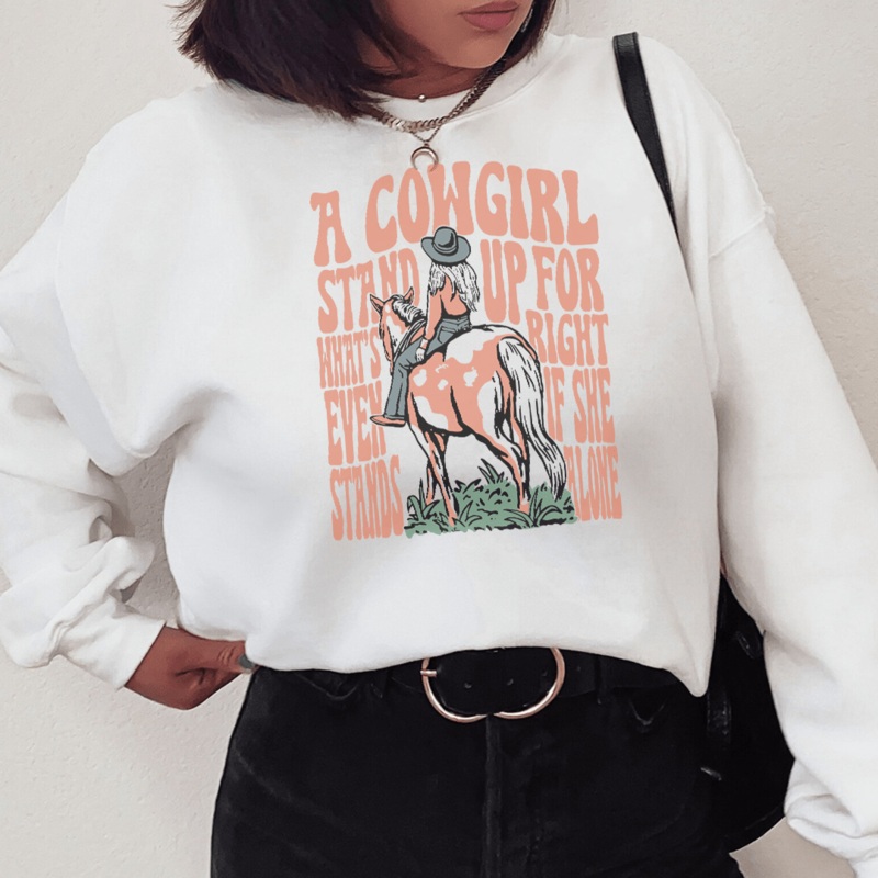 A Cowgirl Stand Up For What’s Right Even If She Stands Alone Tee Black S