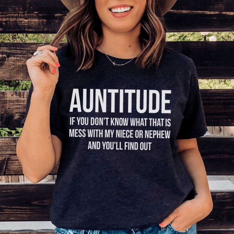 Auntitude Tee Black Heather S