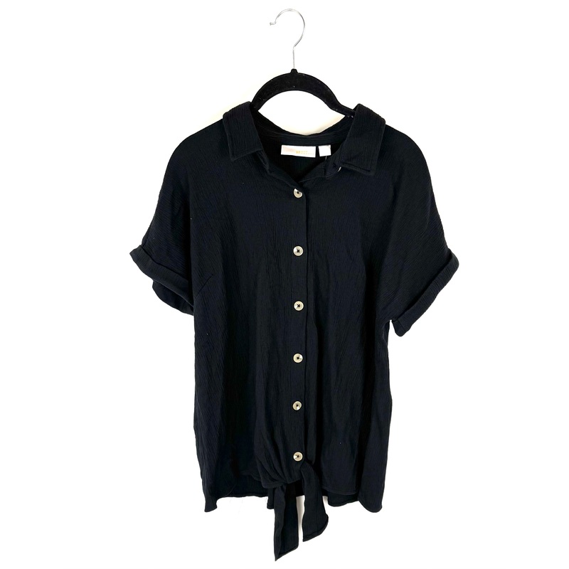 Black Button Down Tie Top – Size 6/8