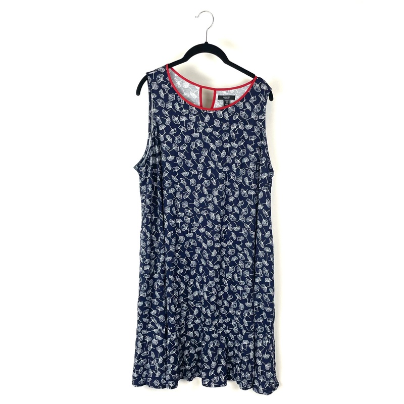 Blue Floral Red Trim Lounge Dress – 1X