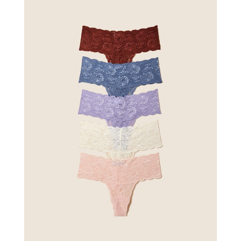 Comfie Tanga 5Er-Pack Ticino Luzerne Blue Alpine Flower Pink Lilly Moon Ivory S/M