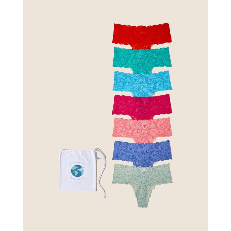 Comfie Tanga 7Er-Pack Verde Umbria Portofino Dusk Venetian Dusk Constance Blue Flori Pink Addy Green Sicilian Orange S/M
