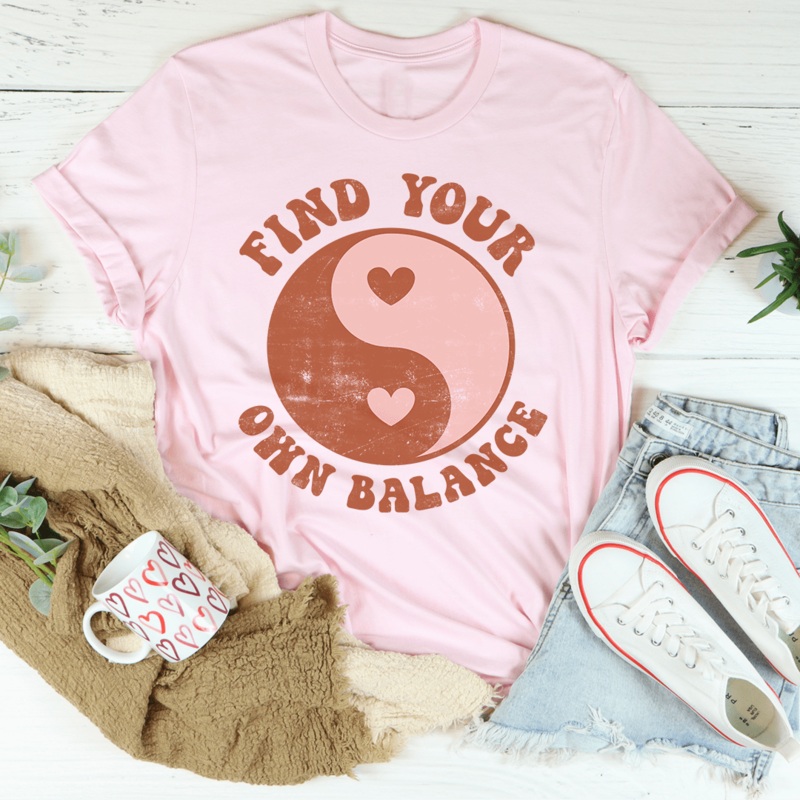 Find Your Own Balance Tee Pink S