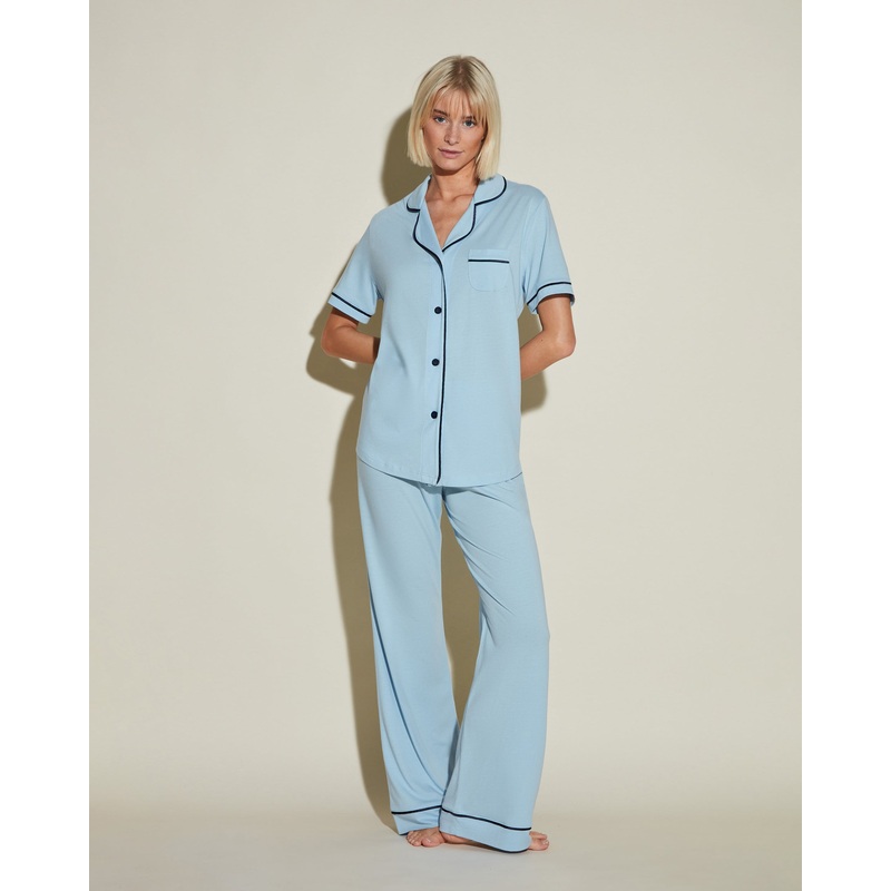 Kurzrmeliges Top & Hose Pyjama-Set Aasmani Blue/Navy Blue XS
