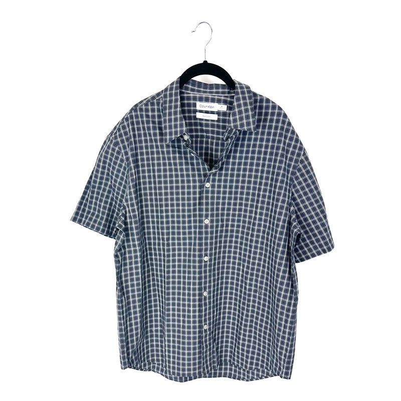 MENS Dark Gray Plaid Button Down Shirt – Medium
