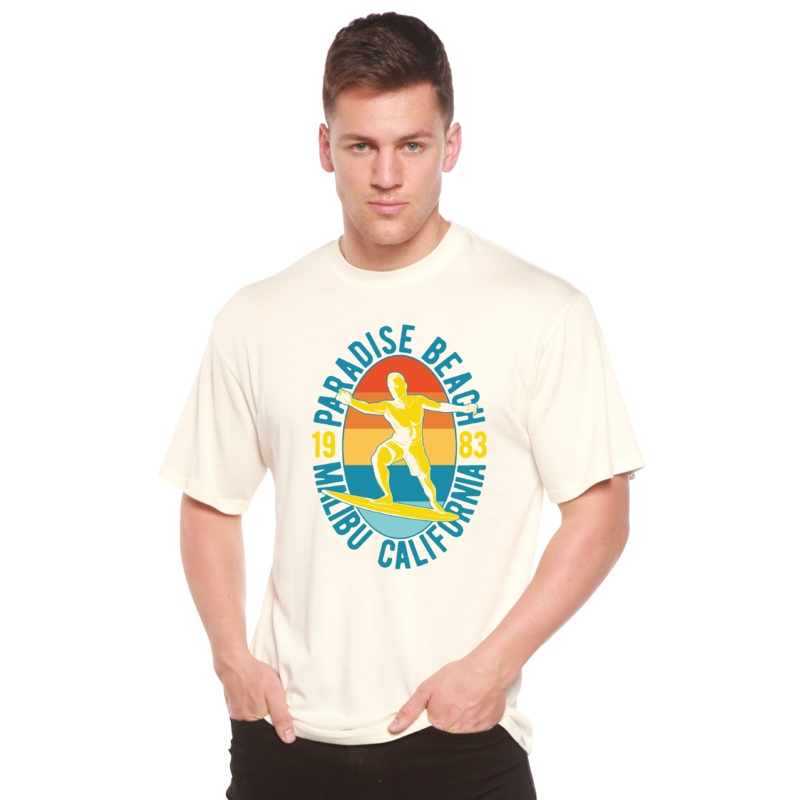 Paradise Beach 1983 Men’s Bamboo Viscose/Organic Cotton Short Sleeve Graphic T-Shirt Medium Black