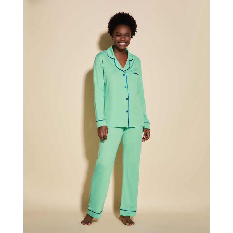 Pigiama Con Top A Maniche Lunghe E Pantaloni Ghana Green/Udaipur Blue XS
