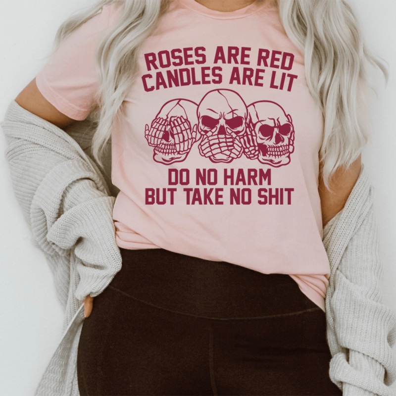 Roses Are Red Candles Are Lit Tee Pink S