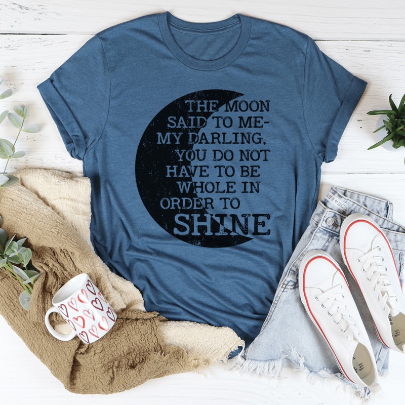 The Moon Said To Me Tee Heather Deep Teal S