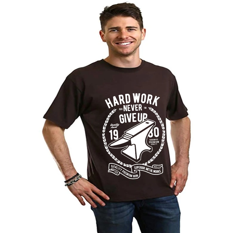 Hard Work Anvil Men’s Bamboo Viscose/Organic Cotton Short Sleeve Graphic T-Shirt Medium Black
