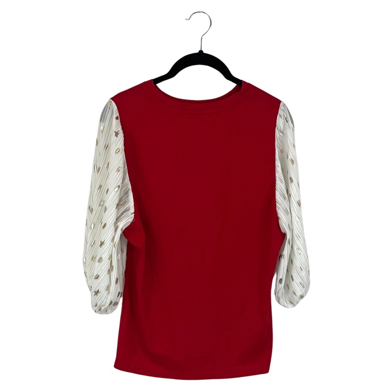 Red Top With White Cropped Sleeves – Size 2-4