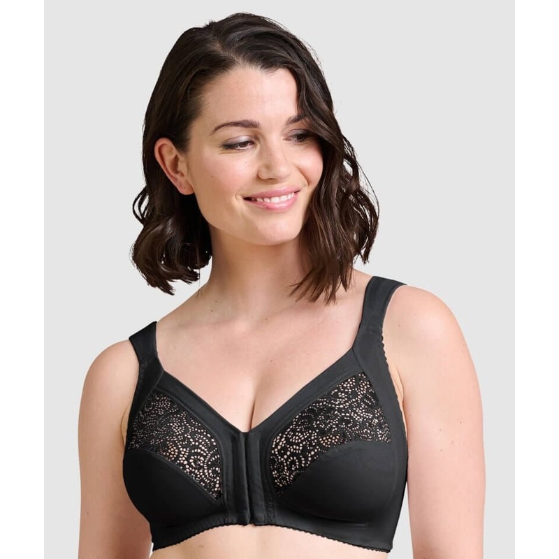 Sans Complexe Clara Front Closure Wire-free Lace Bra – Black 42D