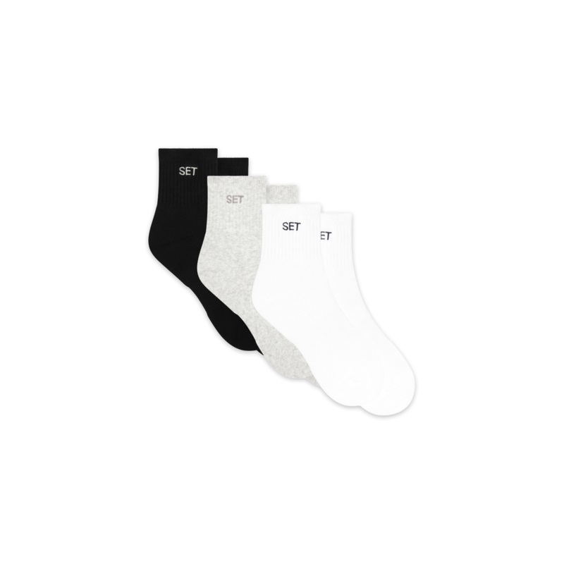SET SHORTY SOCKS (3 PACK) – WHITE/HEATHER GREY/ONYX White/Heather Grey/Onyx ONE SIZE