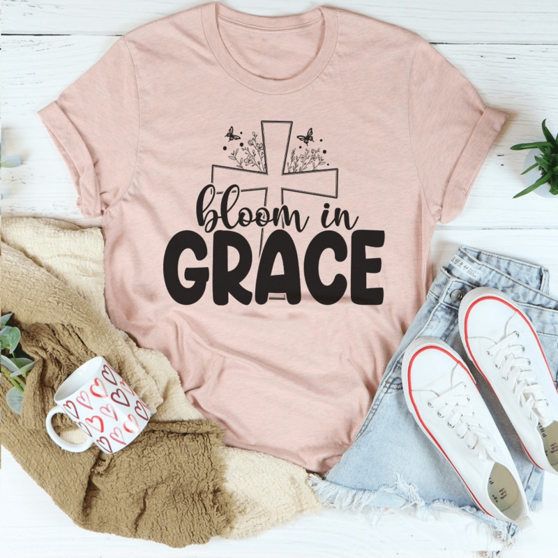 Bloom In Grace Tee Heather Prism Peach S