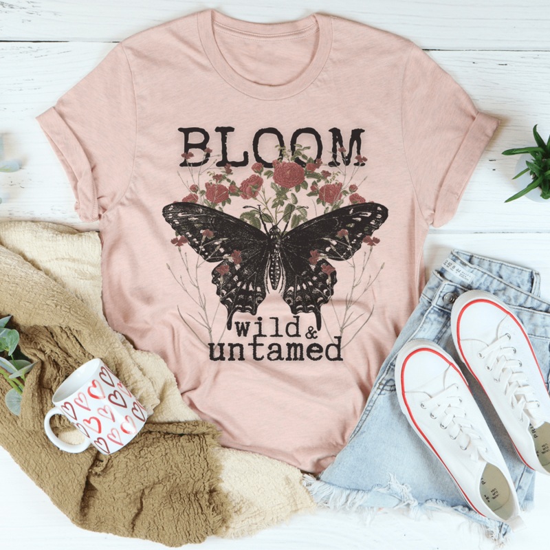 Bloom Wild & Untamed Tee Heather Prism Peach S