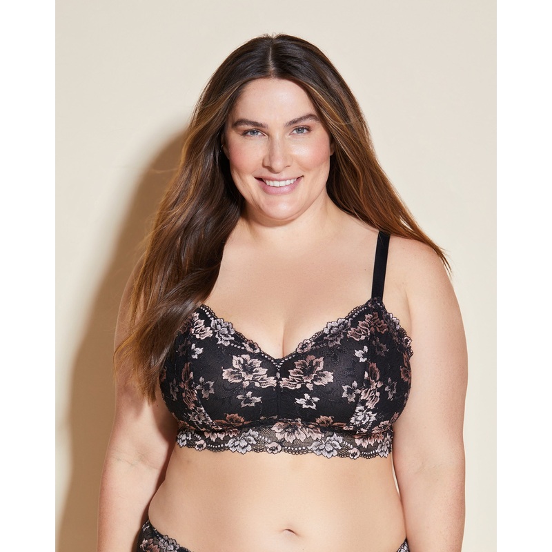 Bralette Taglie Comode A Corpetto Nero/Mandorla 1X