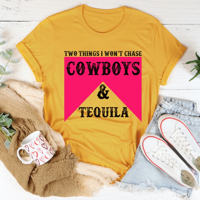 Cowboys & Tequila Tee Mustard S