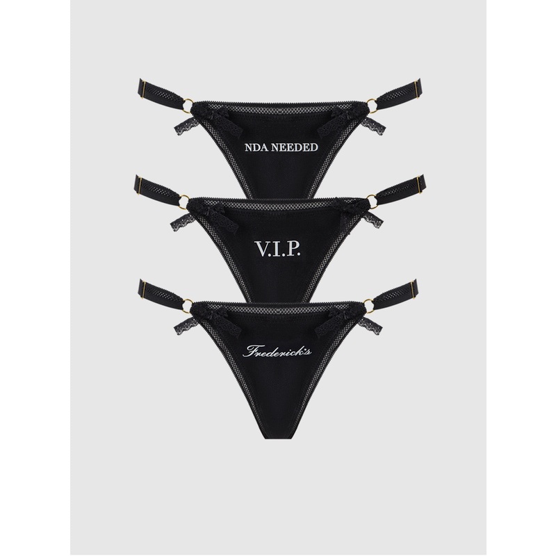 Frederick’s Statement Cotton G-String 3 Pack Black S/M