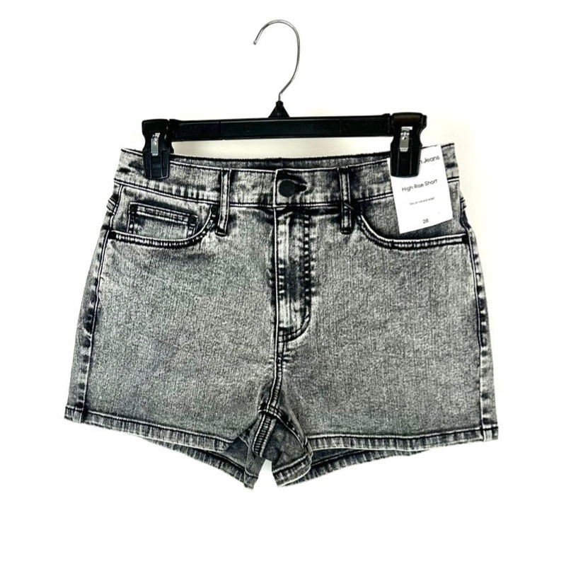 Grey and Black High Rise Acid Wash Shorts – Size 28