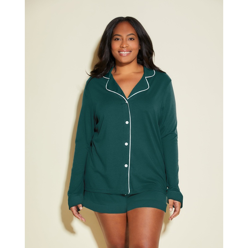 Long Sleeve Top & Boxer Pajama Set Congo/Ivory XS